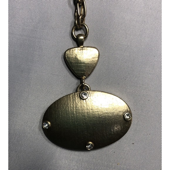Chico's Jewelry - Signed CHICO'S Gold tone Rhinestones Double Side Pendant on 20" Chain Necklace